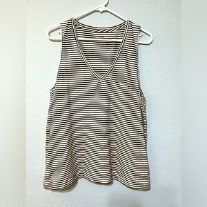 Madewell Black and White Striped Tank Top